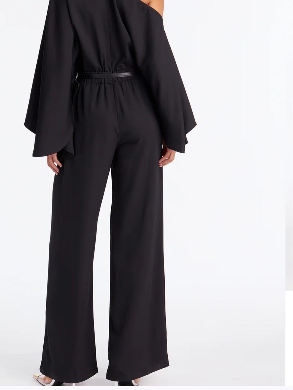 Fashion Nova Black One-Shoulder Wide-Leg Jumpsuit